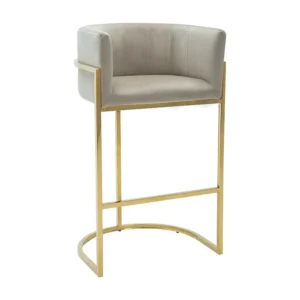 Barkruk van velours en roestvrij staal - Beige en goudkleurig - PERIA PASCAL MORABITO