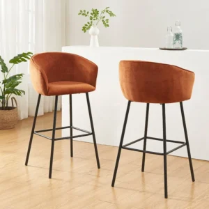 Set van 2 krukken stof en zwart metaal - Terracotta - LAZONI van Pascal Morabito