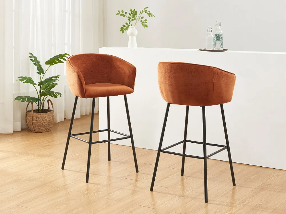 Set van 2 krukken stof en zwart metaal - Terracotta - LAZONI van Pascal Morabito