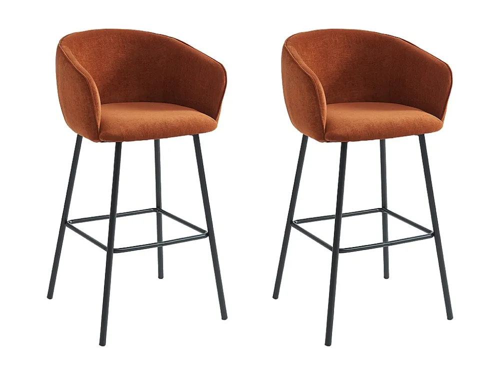 Set van 2 krukken stof en zwart metaal - Terracotta - LAZONI van Pascal Morabito