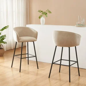 Set van 2 krukken van stof en zwart metaal - Beige - LAZONI van Pascal Morabito