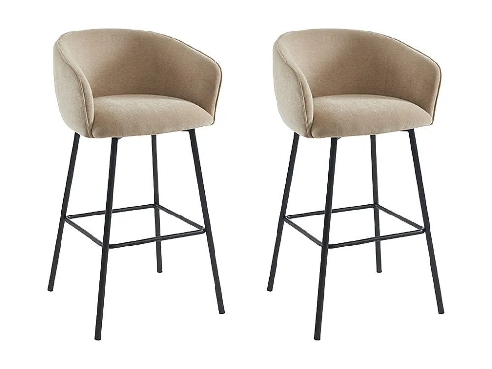 Set van 2 krukken van stof en zwart metaal - Beige - LAZONI van Pascal Morabito