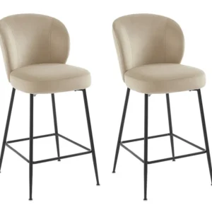 Set van 2 stoelen van velours en zwart metaal - Beige - POLPONA van Pascal MORABITO