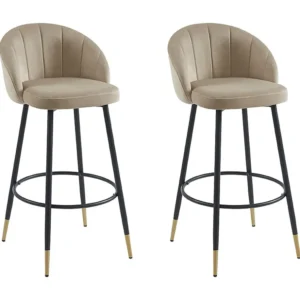Set van 2 barkrukken fluweel en metaal - Beige - ELIRAM