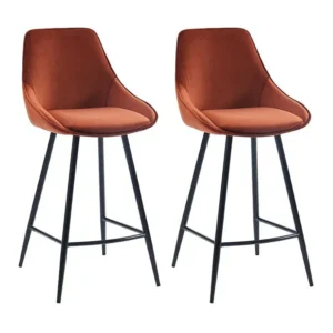 Set van 2 barkrukken - Fluweel - Terracotta - MASURIE - Koop nu eenvoudig online