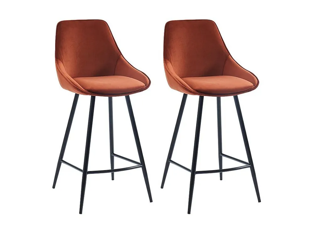 Set van 2 barkrukken - Fluweel - Terracotta - MASURIE - Koop nu eenvoudig online