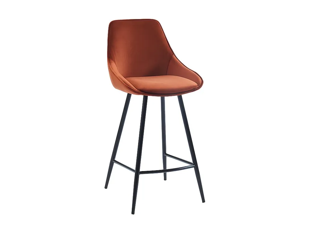 Set van 2 barkrukken - Fluweel - Terracotta - MASURIE - Koop nu eenvoudig online