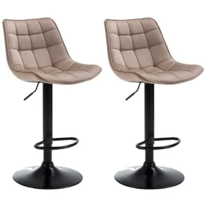 Set van 2 barkrukken LIMA II - Fluweel & metaal - Beige - Koop nu eenvoudig en goedkoop