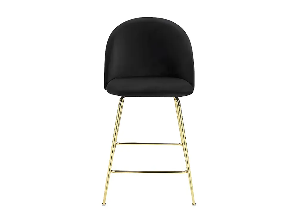 Set van 2 barkrukken MELBOURNE - Fluweel en goudkleurig metaal - Zwart - Koop nu online