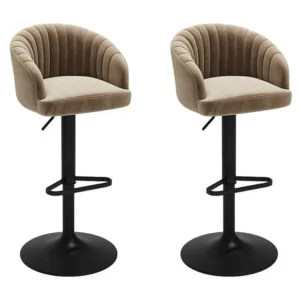 Set van 2 barkrukken - Stof en metaal - Beige - DORALIZ - Koop nu eenvoudig online