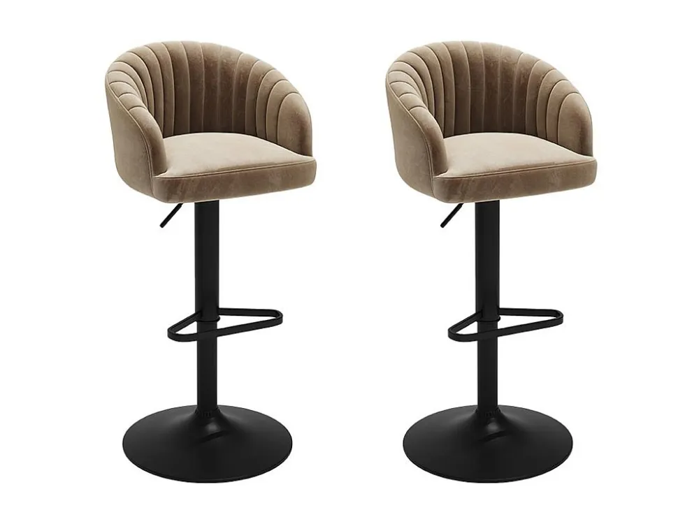 Set van 2 barkrukken - Stof en metaal - Beige - DORALIZ - Koop nu eenvoudig online