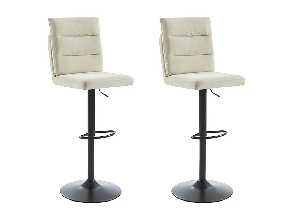 Set van 2 barkrukken stof en zwart metaal - Beige - NORIEL
