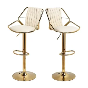 Set van 2 verstelbare draaibarkrukken met voetsteun voor keuken-eetkamer - Beige