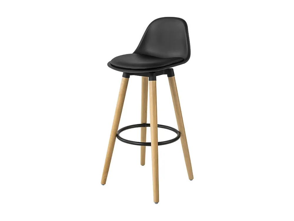 SoBuy FST70-SCH Barkruk met rugleuning - Voetsteun - Zwart