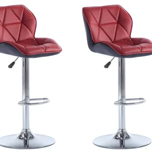 Verstelbare barkruk - Rood kunstleer - CALVIN (Set van 2)