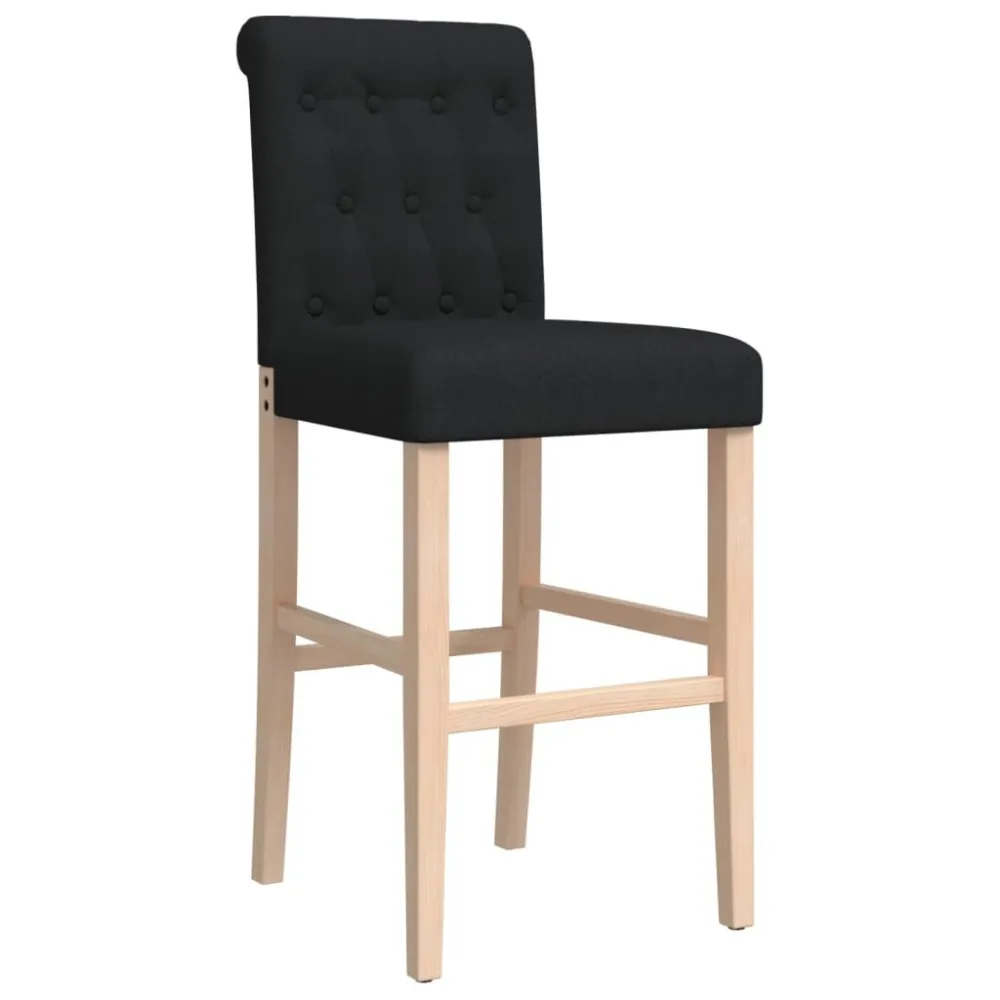 Barstoelen 2 st massief rubberhout en stof