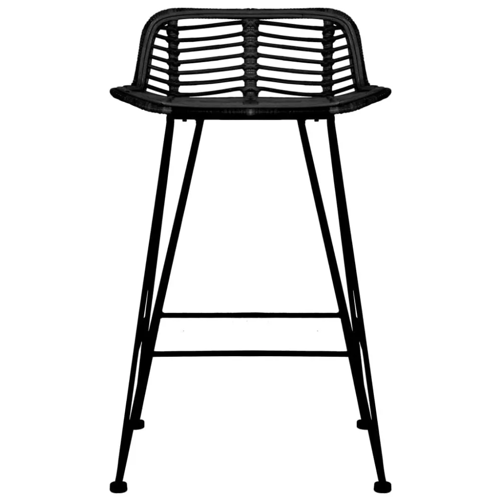 Barstoelen 2 st rattan zwart