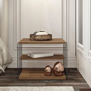 Bijzettafel met 1 plank - Licht naturel en zwart - BRILENA