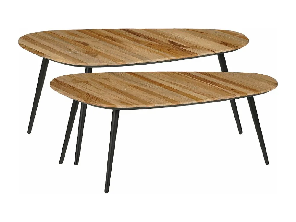 Bijzettafel set van 60% gerecycled hout en 20% mdf en 20% metaal - 84 x 39 x 39 / 84 x 39 x 34.5 - Bruin - JAILEY