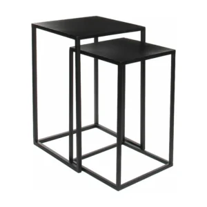 Bijzettafel set van ijzer - 30 x 30 x 48,5 / 35 x 35 x 55 - Zwart - GOA