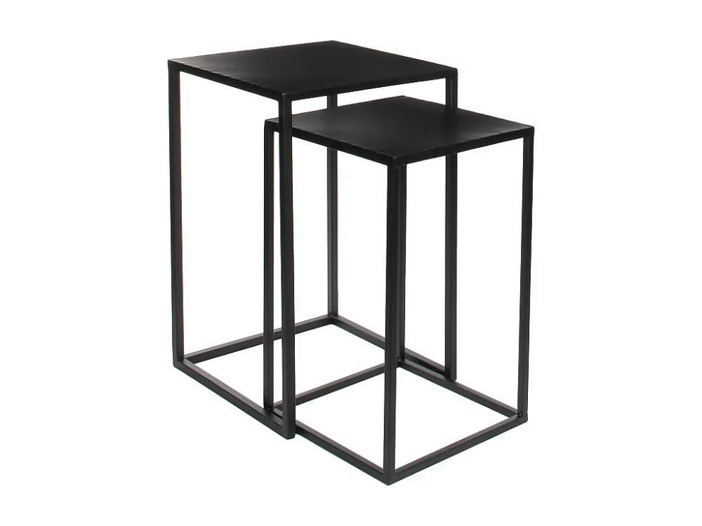Bijzettafel set van ijzer - 30 x 30 x 48,5 / 35 x 35 x 55 - Zwart - GOA