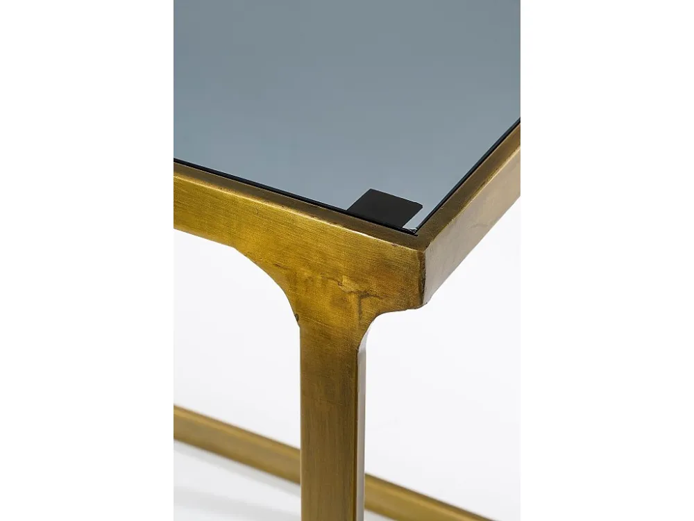 Bijzettafel set van ijzer en glas - 48 x 37 x 52 - Goud - KEVIN