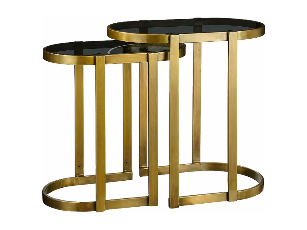 Bijzettafel set van ijzer en glas - 54 x 34 x 56 - Goud - KEVIN