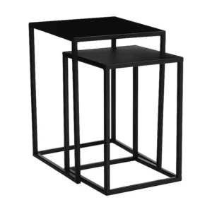 Bijzettafel set van ijzer - 25 x 25 x 36 / 30 x 30 x 42 - Zwart - GOA
