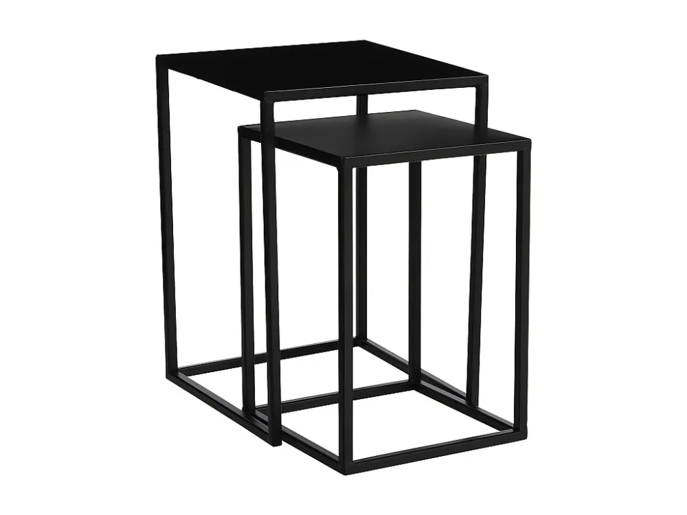 Bijzettafel set van ijzer - 25 x 25 x 36 / 30 x 30 x 42 - Zwart - GOA