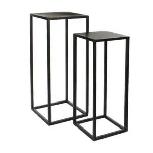 Bijzettafel set van ijzer - 25 x 25 x 60 / 30 x 30 x 70 - Zwart - GOA