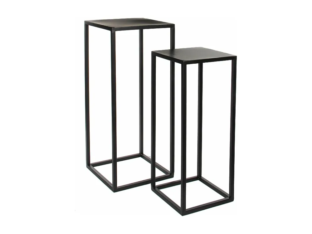 Bijzettafel set van ijzer - 25 x 25 x 60 / 30 x 30 x 70 - Zwart - GOA