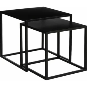 Bijzettafel set van ijzer - 30 x 30 x 29 / 35 x 35 x 33 - Zwart - GOA
