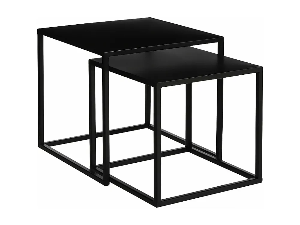 Bijzettafel set van ijzer - 30 x 30 x 29 / 35 x 35 x 33 - Zwart - GOA