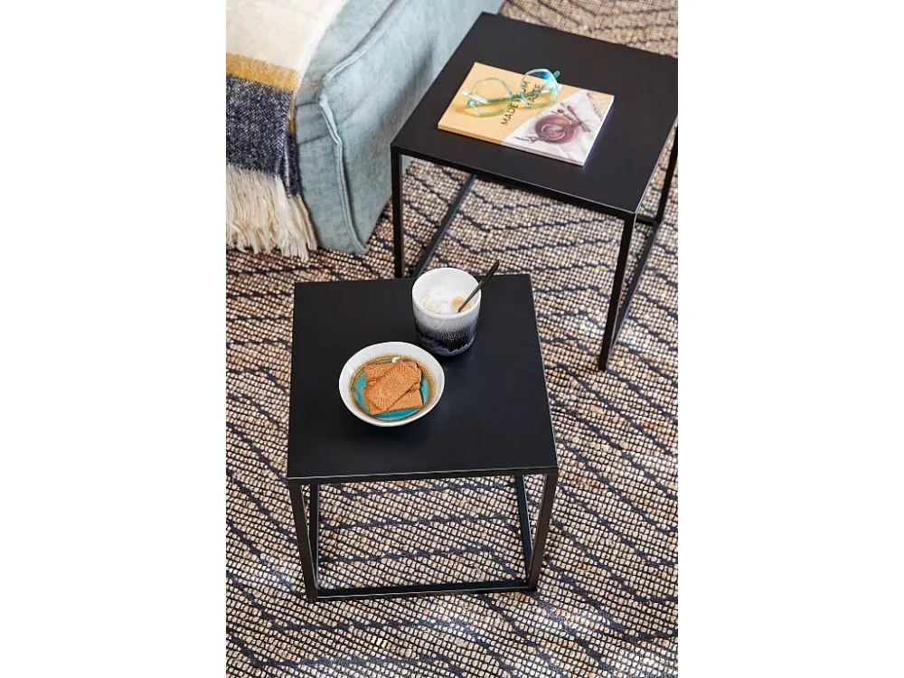 Bijzettafel set van ijzer - 30 x 30 x 29 / 35 x 35 x 33 - Zwart - GOA