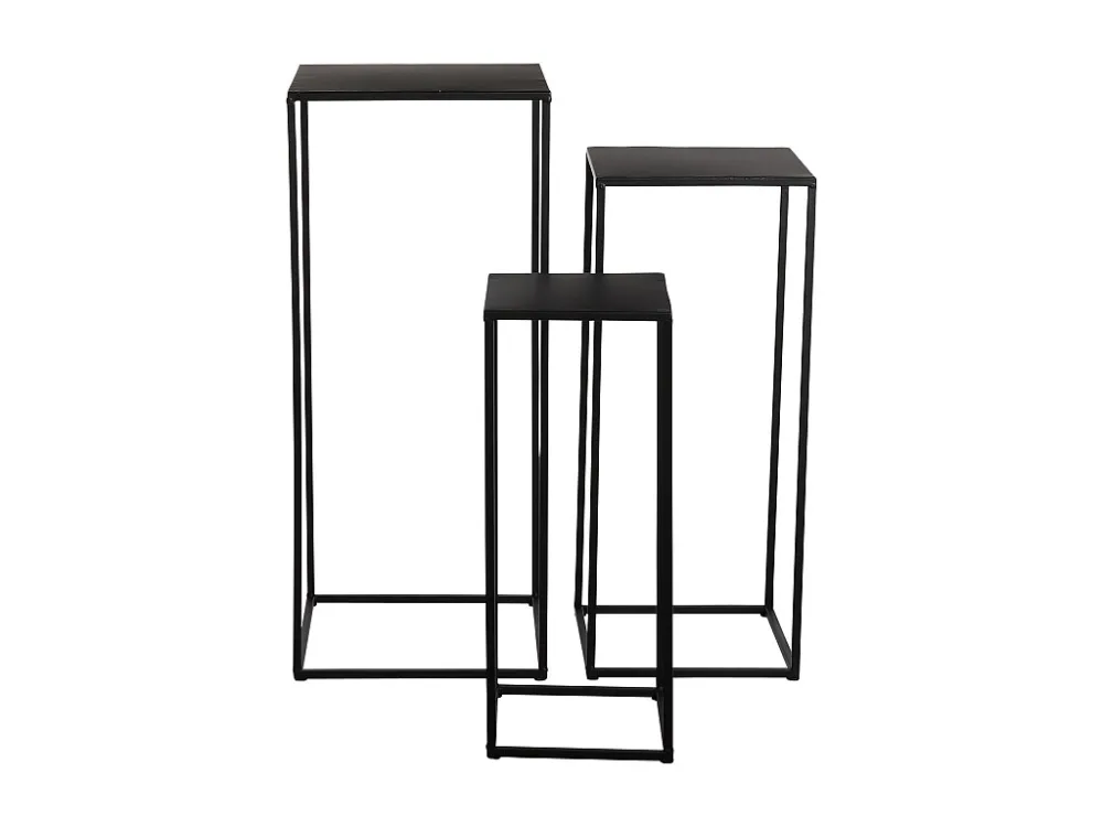 Bijzettafel set van ijzer - 30 x 30 x 70 - Zwart - QUINTY