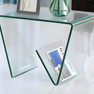Bijzettafel ZENIA - Tijdschrifthouder - Gebogen gehard glas