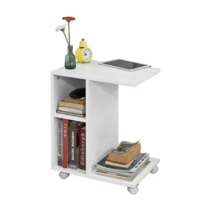 SoBuy FBT48-W Bijzettafel met gleuf | voor iPad | Salontafel | C vorm | wit