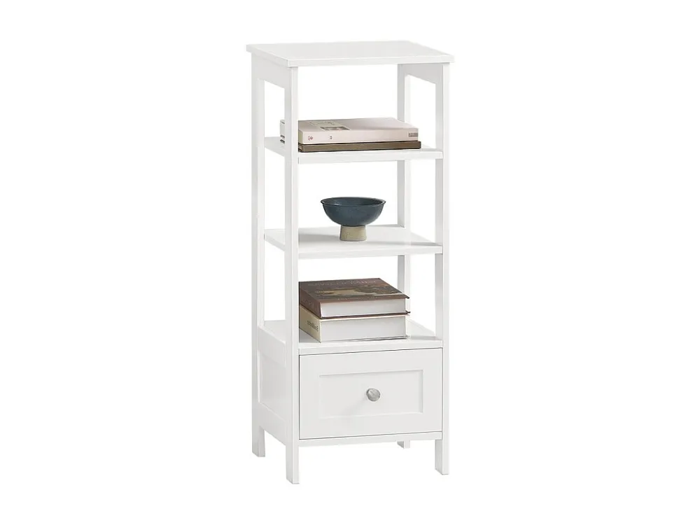 SoBuy FBT91-W Hoge Bijzettafel Bijzettafel Opbergplank voor Woonkamer Kantoor Keuken 3 Laag met 1 Lade - 30x28x74cm