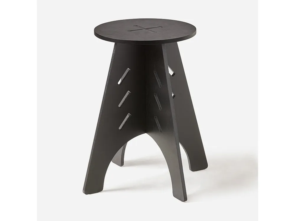 SoBuy Ronde houten bijzettafel Ronde salontafel Nachtkastje Nachtkastje Bankuiteinden Zwart H48,5 x Ø30,5 cm Structuur gem...
