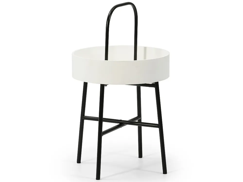 Bijzettafel Rond Jaipur, Wit MDF-blad, Metalen frame VS Venta-stock