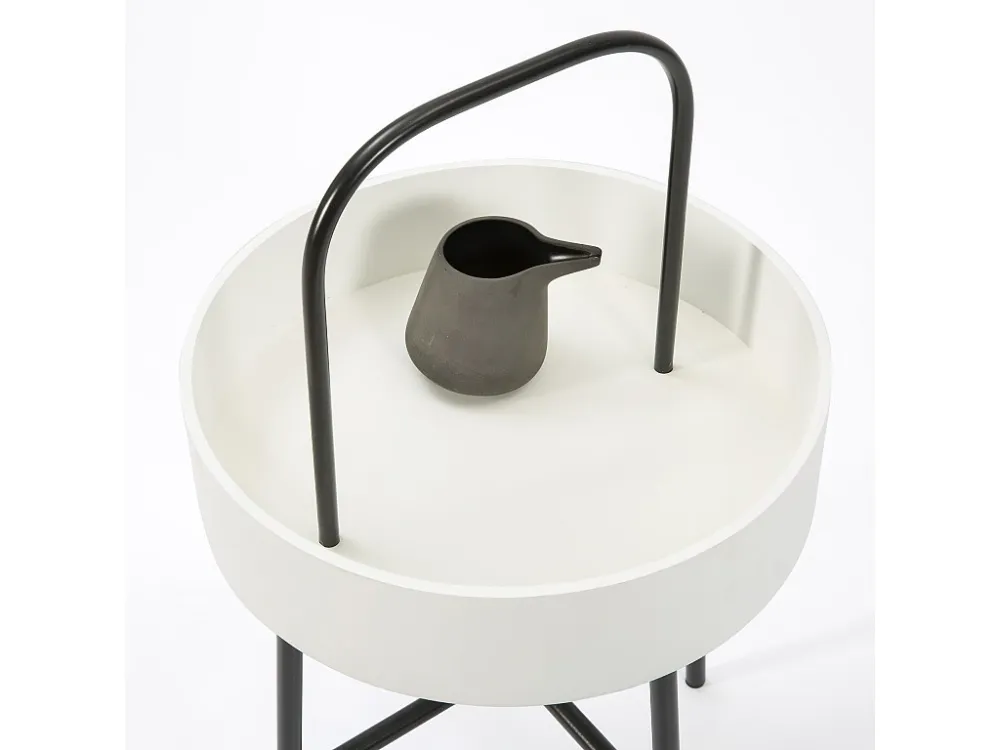 Bijzettafel Rond Jaipur, Wit MDF-blad, Metalen frame VS Venta-stock