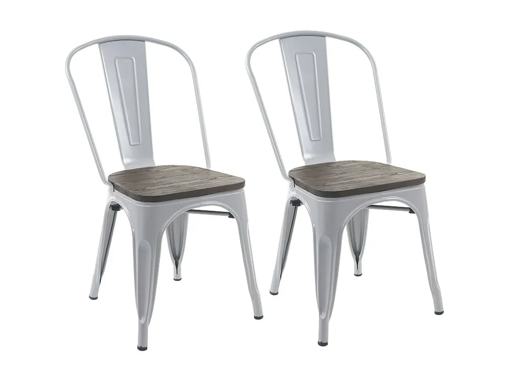 MCW-A73 stoel met houten zitting (set van 2), grijs