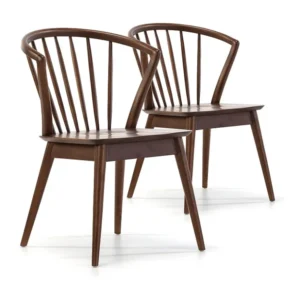 Set van 2 stoelen Mura Kleur Walnoot, Massief Hout, 55 x 58,5 x 84 cm VS Venta-stock