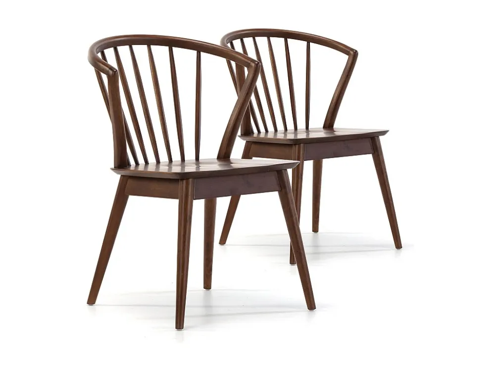 Set van 2 stoelen Mura Kleur Walnoot, Massief Hout, 55 x 58,5 x 84 cm VS Venta-stock