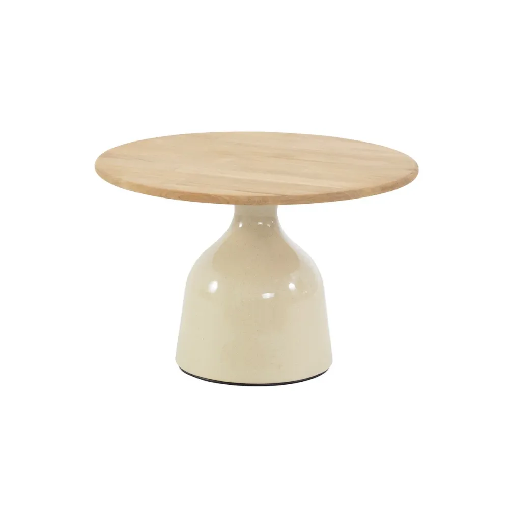 4 Seasons loungetafel June Ø60x38 cm creme - teak 4 Seasons Outdoor