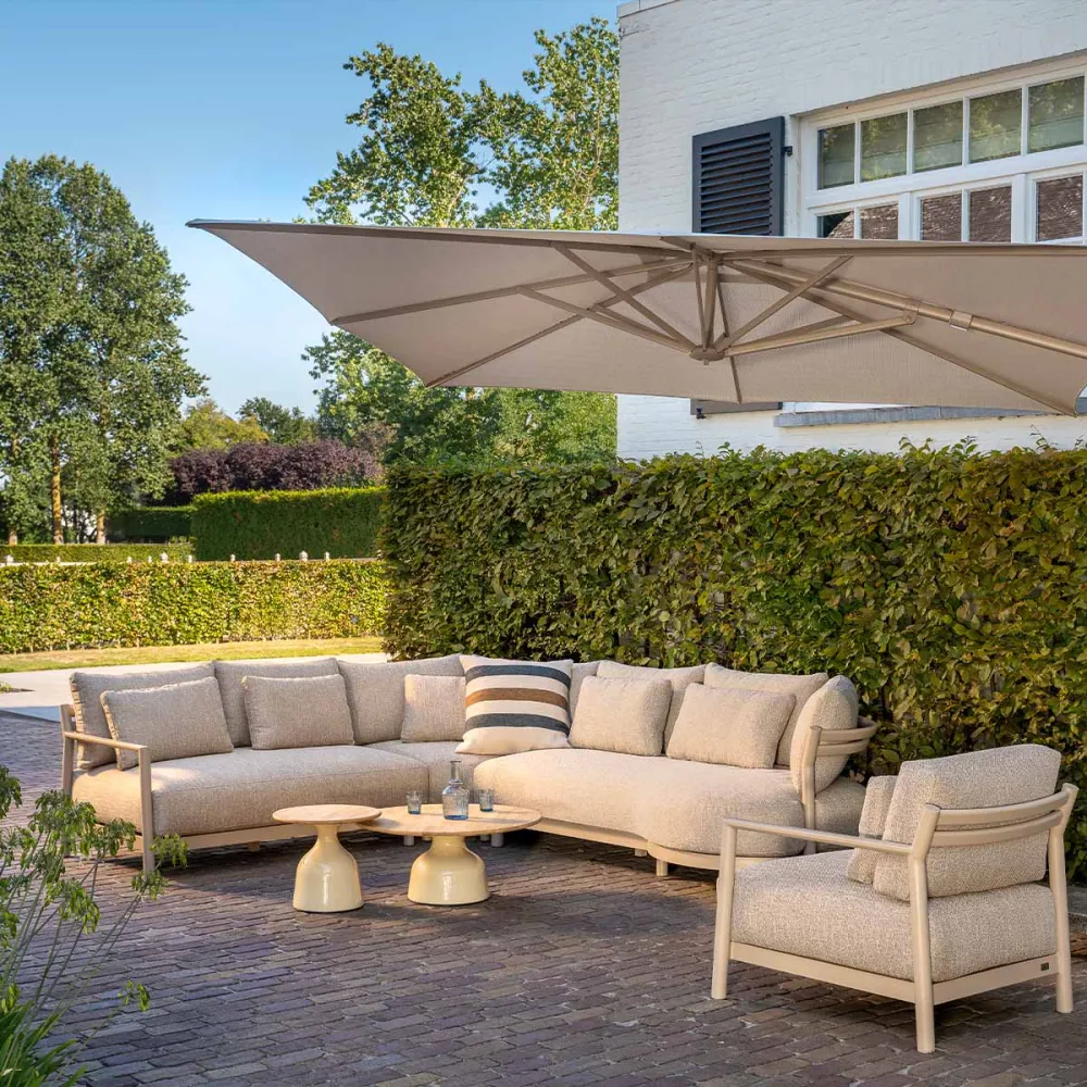 4 Seasons loungetafel June Ø60x38 cm creme - teak 4 Seasons Outdoor