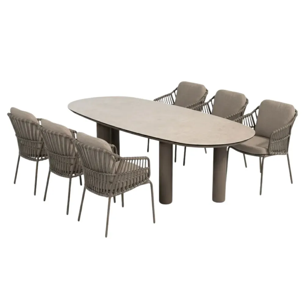 4 Seasons tuinset Capalbio 7-delig terre - Denia tuintafel 240x105 cm 4 Seasons Outdoor