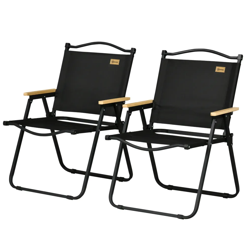 Nancy's Camerano Strandstoelen - Campingstoelen - Tuinstoelen - Set van 2 - Opvouwbaar - Zwart Aosom