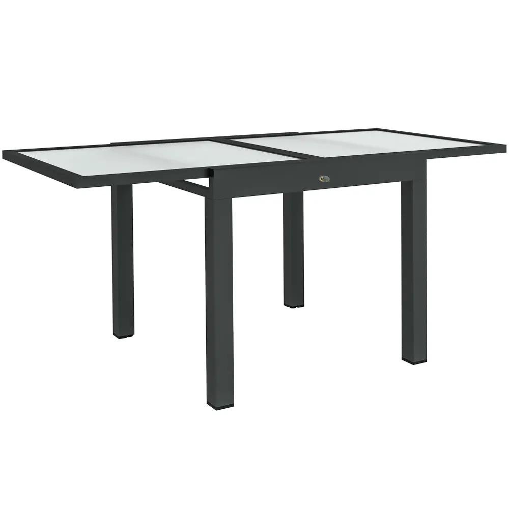 Nancy's Cefalù Tuintafel - Terrastafel - Balkontafel - Verlengbaar - Zwart - Staal / Glas - 160 x 80 x 75 cm Aosom