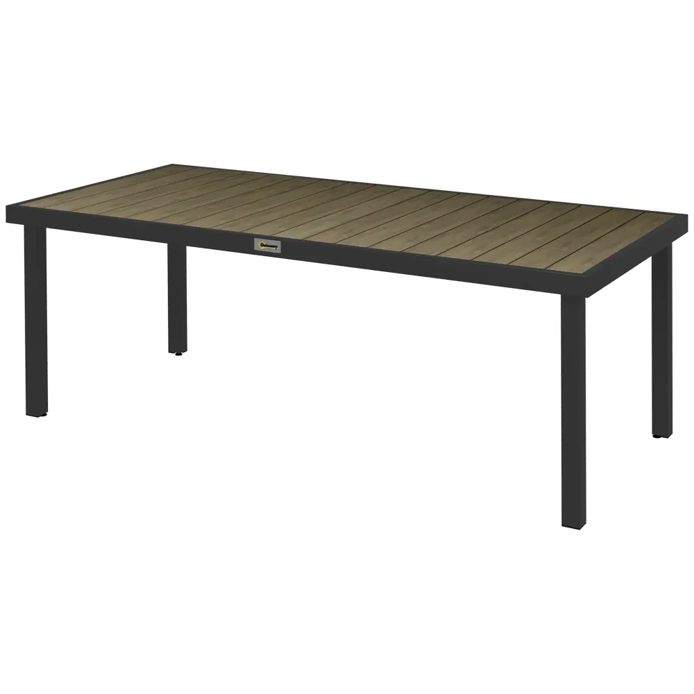 Nancy's Cogula Tuintafel - Terrastafel - Natuurlijk Hout / Zwart - ± 190 x 90 x 75 cm Aosom